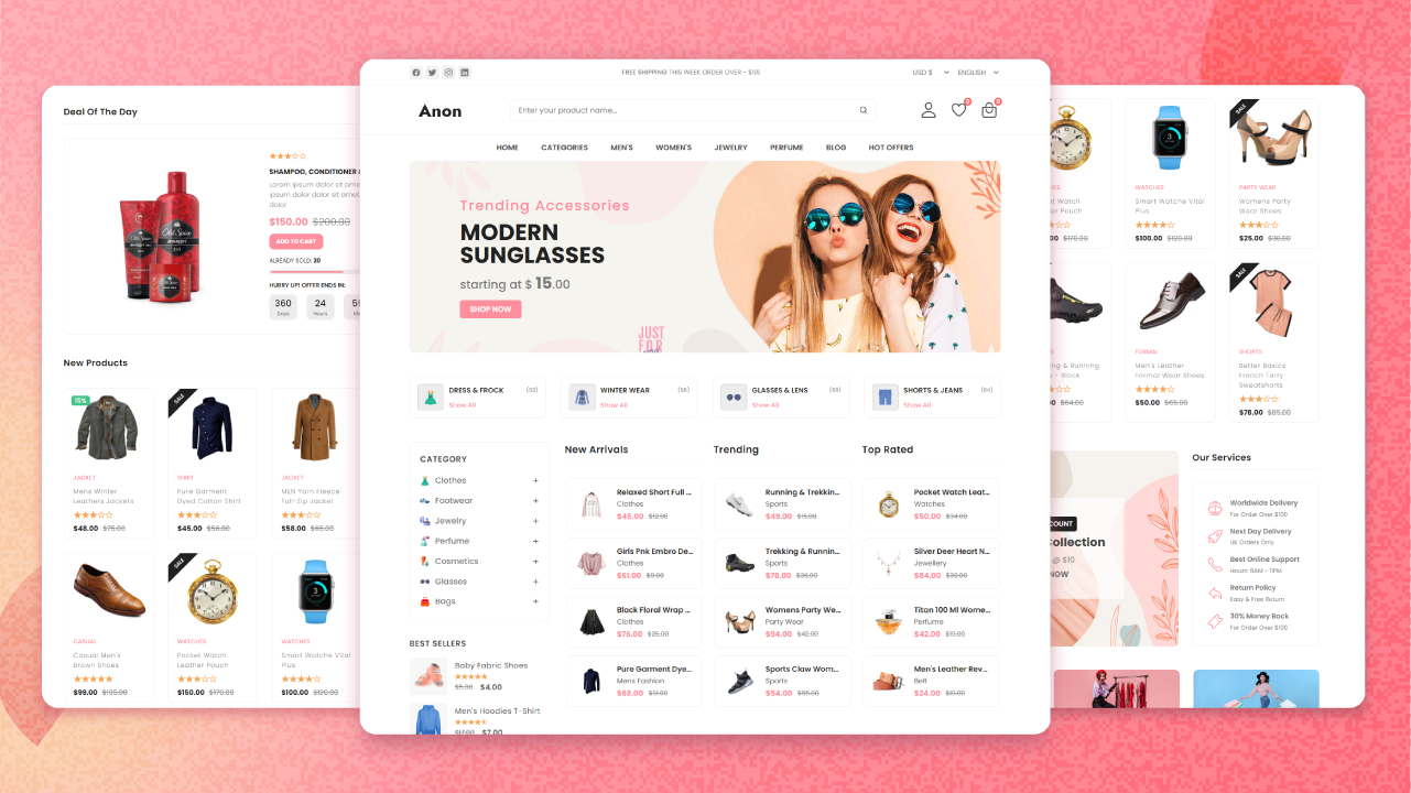 🛍️ Code Source Gratuit : Anon – Site eCommerce Moderne en HTML, CSS & JavaScript